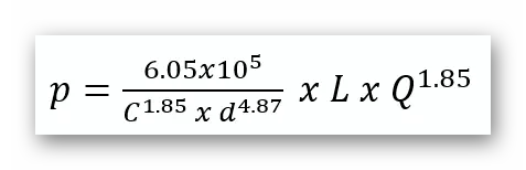 Hazen Williams equation for use in fire sprinkler systems