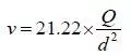 Equation for water velocity in fire sprinkler pipes